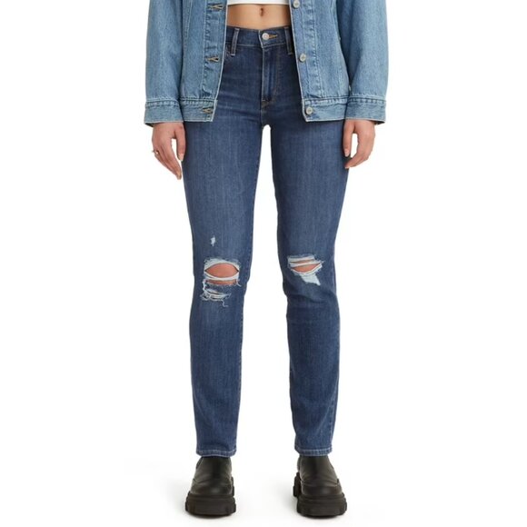 Levi's 724 High Rise Straight Distressed Jeans - Picture 1 of 4